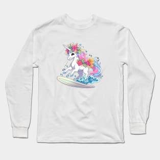 Surfing unicorn Long Sleeve T-Shirt